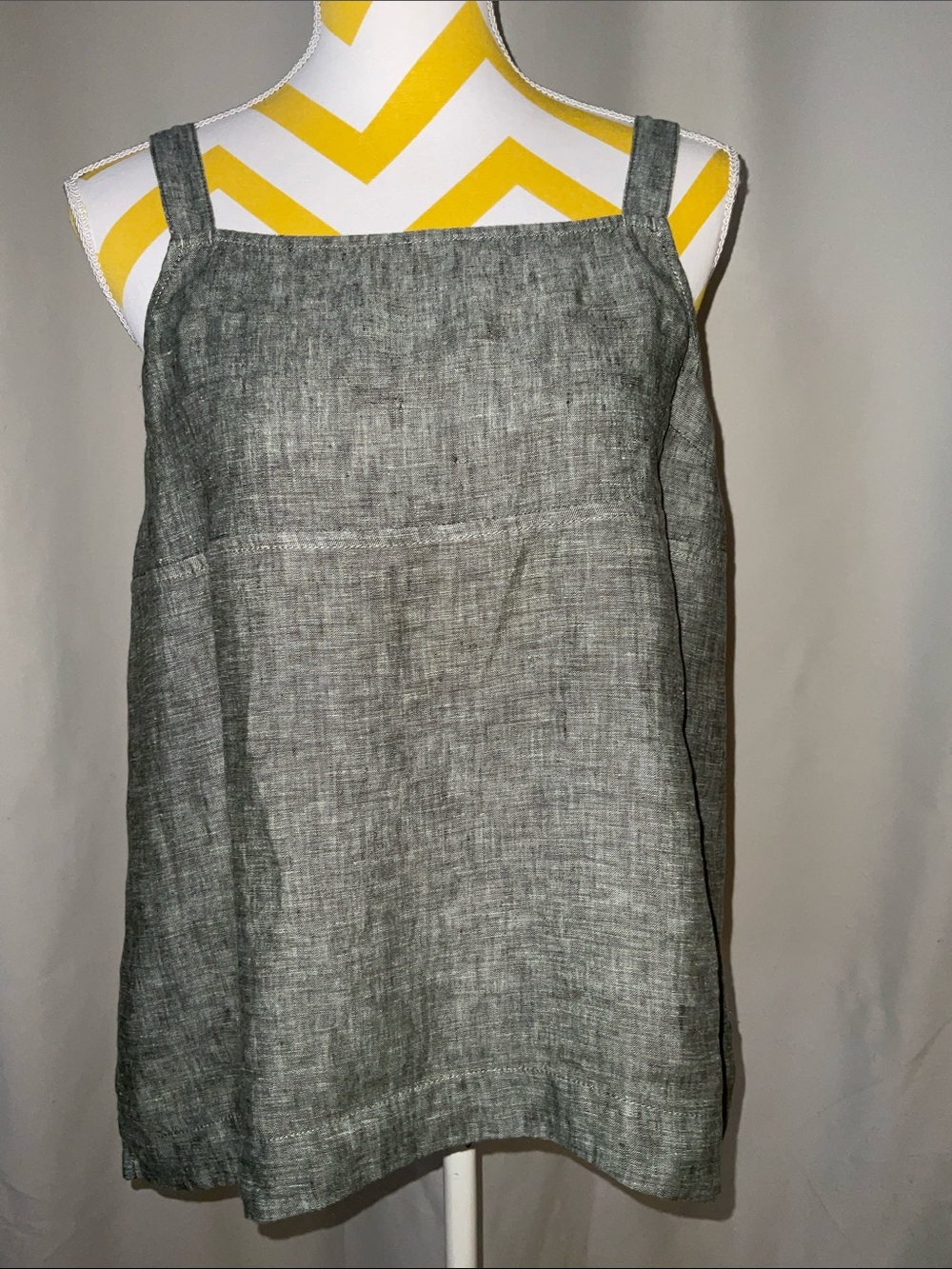 Athleta Green/Gray Linen Top